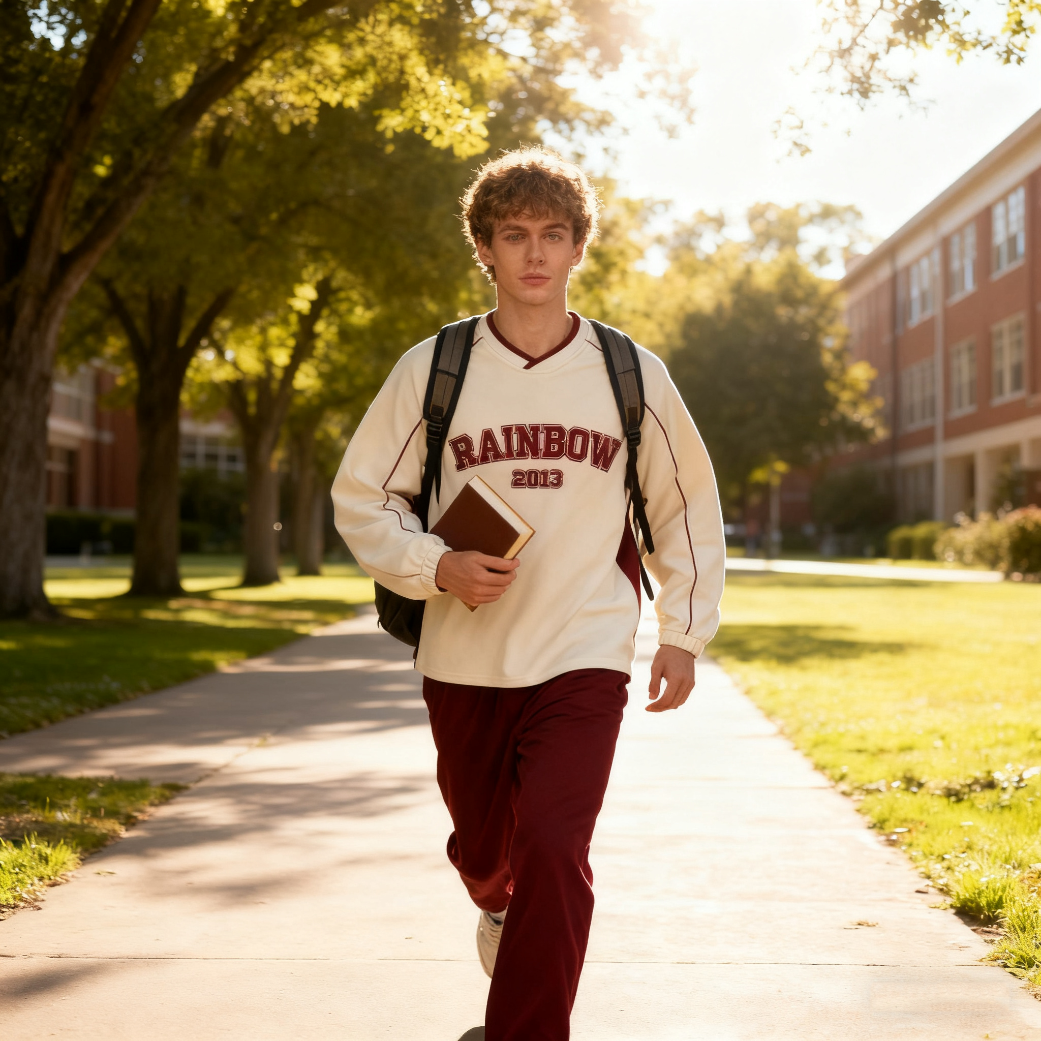  V-Neck Screen Print Sweatshirt Men