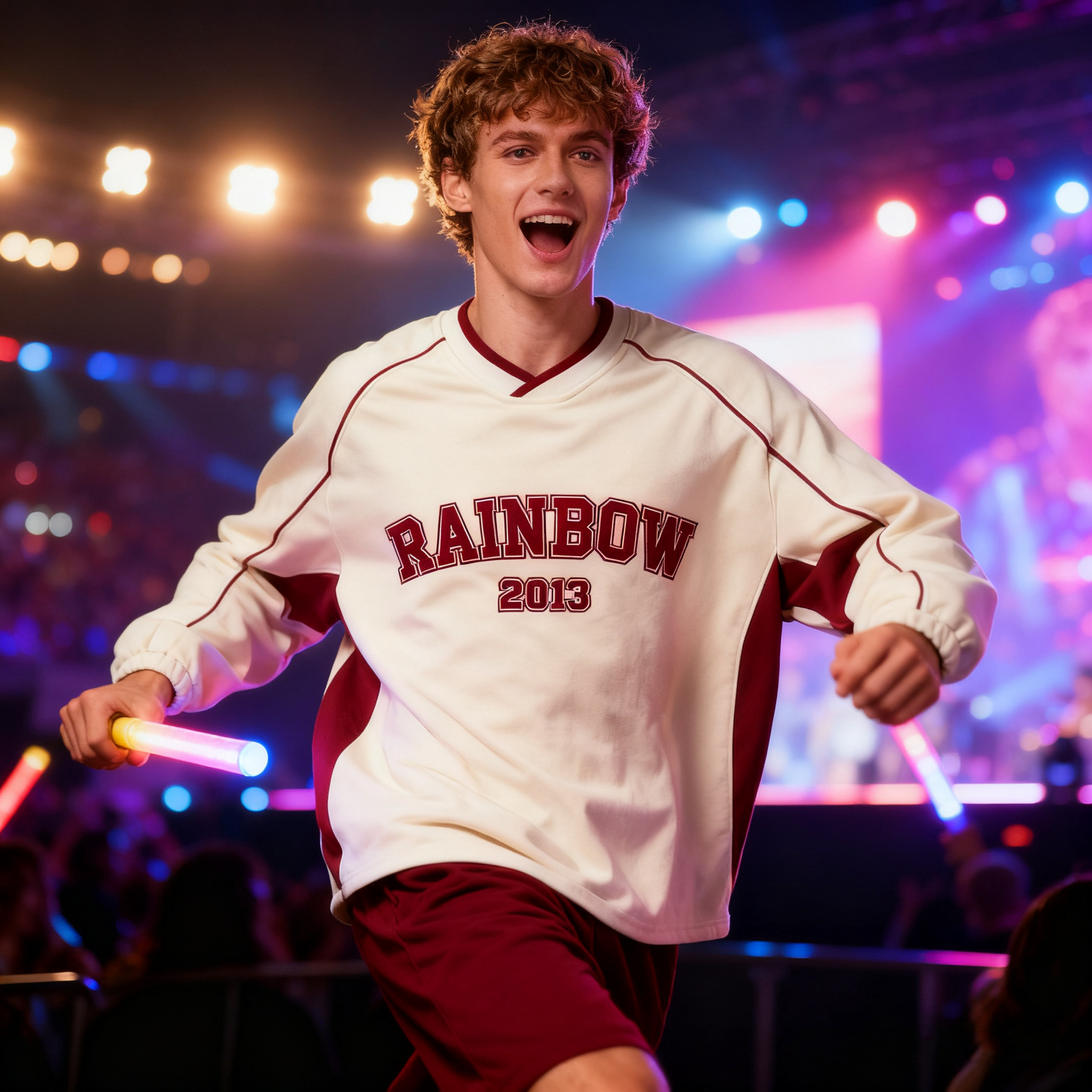  V-Neck Screen Print Sweatshirt Men