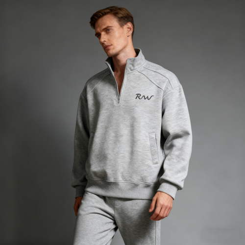 Half-Zip Sweatshirt Men | Embroidered Logo | 100% Cotton | 340gsm | Streetwear Manufacturer