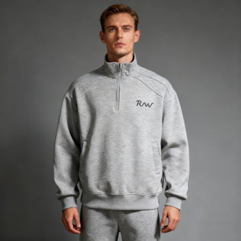 Half-Zip Sweatshirt Men | Embroidered Logo | 100% Cotton | 340gsm | Streetwear Manufacturer