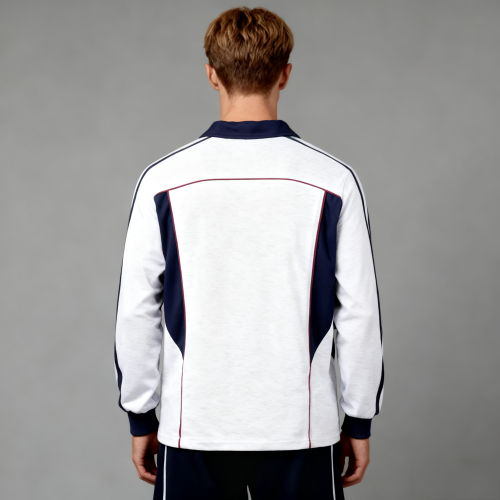 Embroidered Polo Sweatshirt Men | Color Block | 100% Cotton | 340gsm | Street Fashion