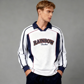 Embroidered Polo Sweatshirt Men | Color Block | 100% Cotton | 340gsm | Street Fashion