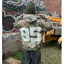 Custom Real Tree Camo Hoodie with Distressed Applique Embroidery OEM Streetwear