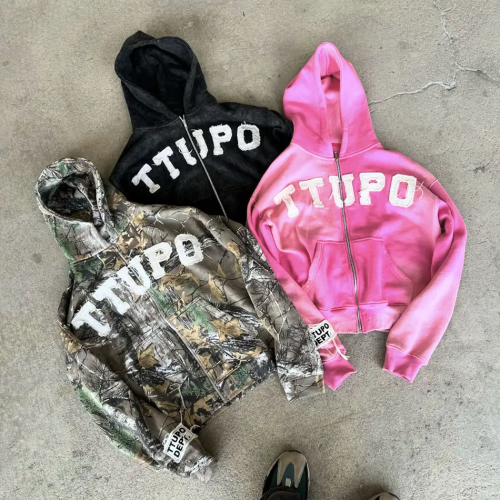 Custom Real Tree Camo Hoodie with Distressed Applique Embroidery OEM Streetwear