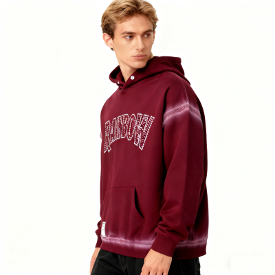 Men's Hooded Sweatshirt | Spray + Rhinestone | Streetwear Hoodie | Clothing Manufacturer