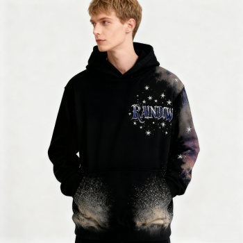Men's Galactic Print Hoodie | Rhinestone + DTG | 100% Cotton | Streetwear Manufacturer