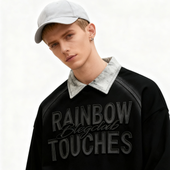 Men's Spray Turn-down Collar Hoodie | Spray + 3D Embroidery + Rhinestone0 | Streetwear Manufacturer