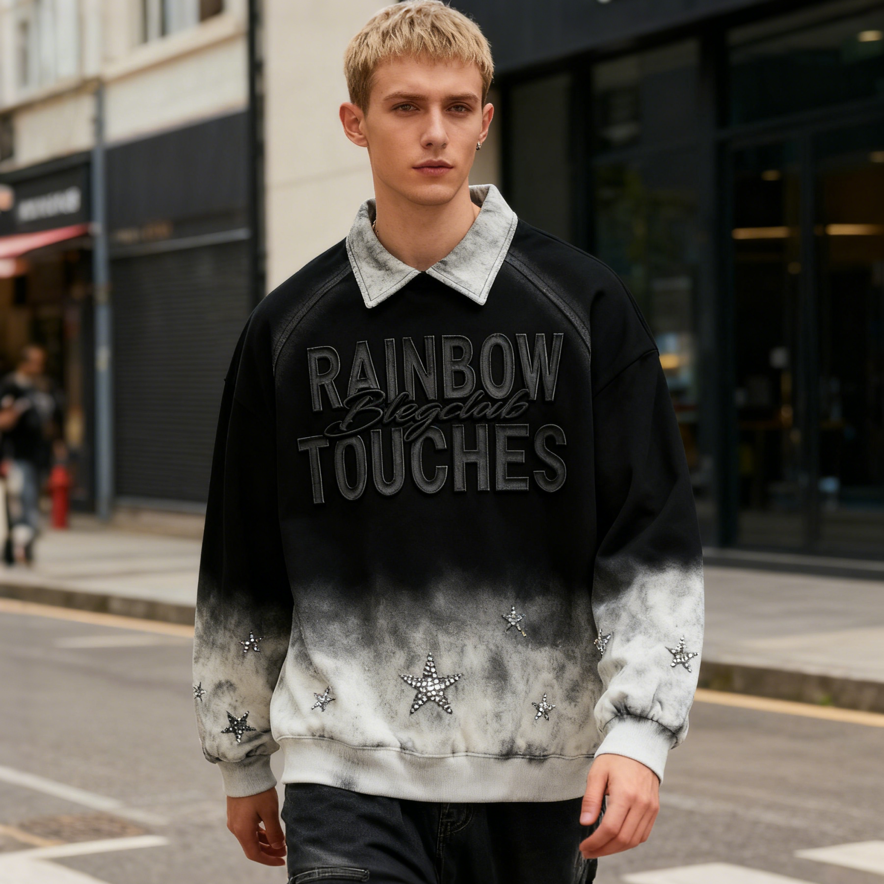 Men's Spray Turn-down Collar Hoodie