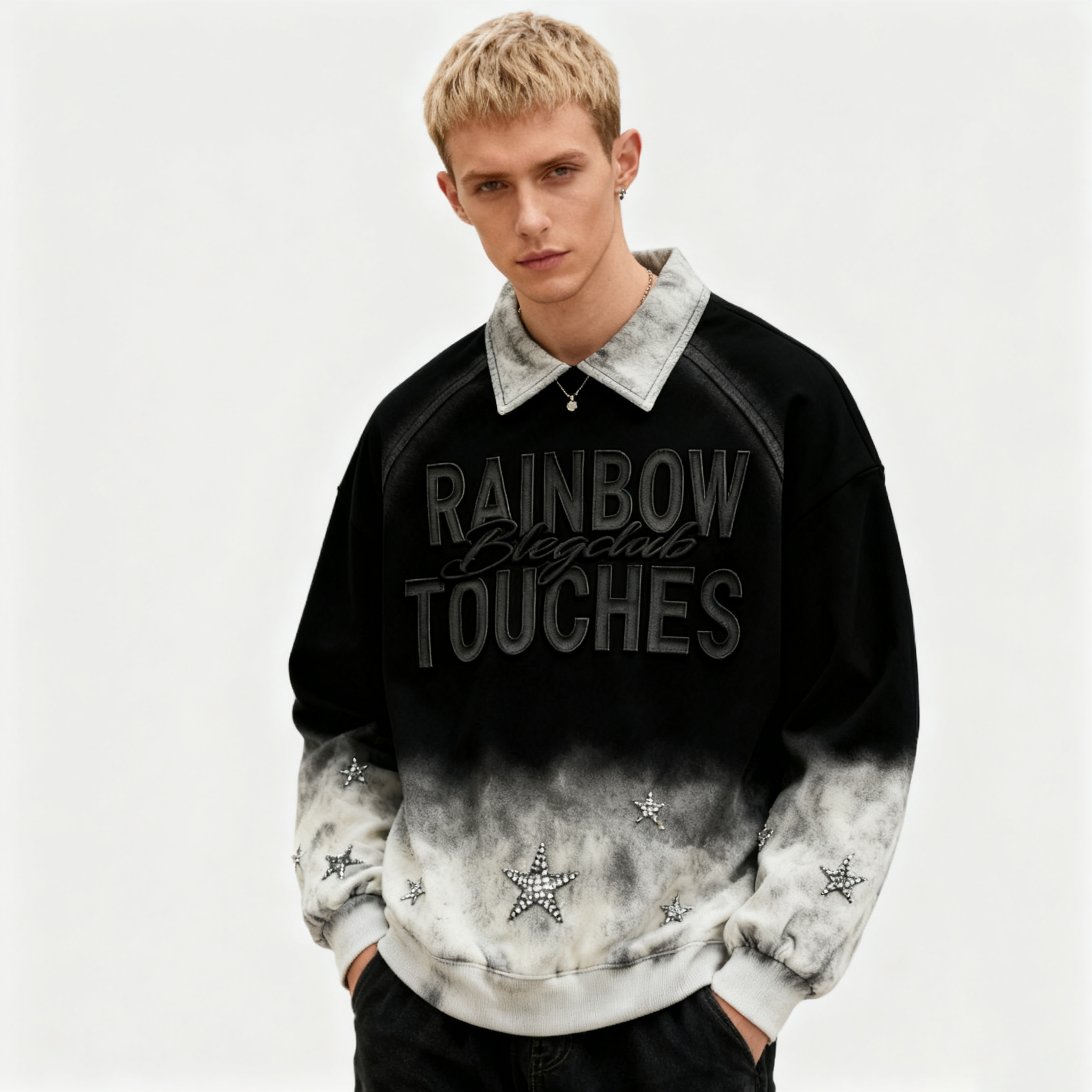 Men's Spray Turn-down Collar Hoodie