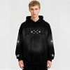 Men's Black Gradient Spray Hoodie | Spray + Rhinestones + Applique | Custom Streetwear Manufacturer
