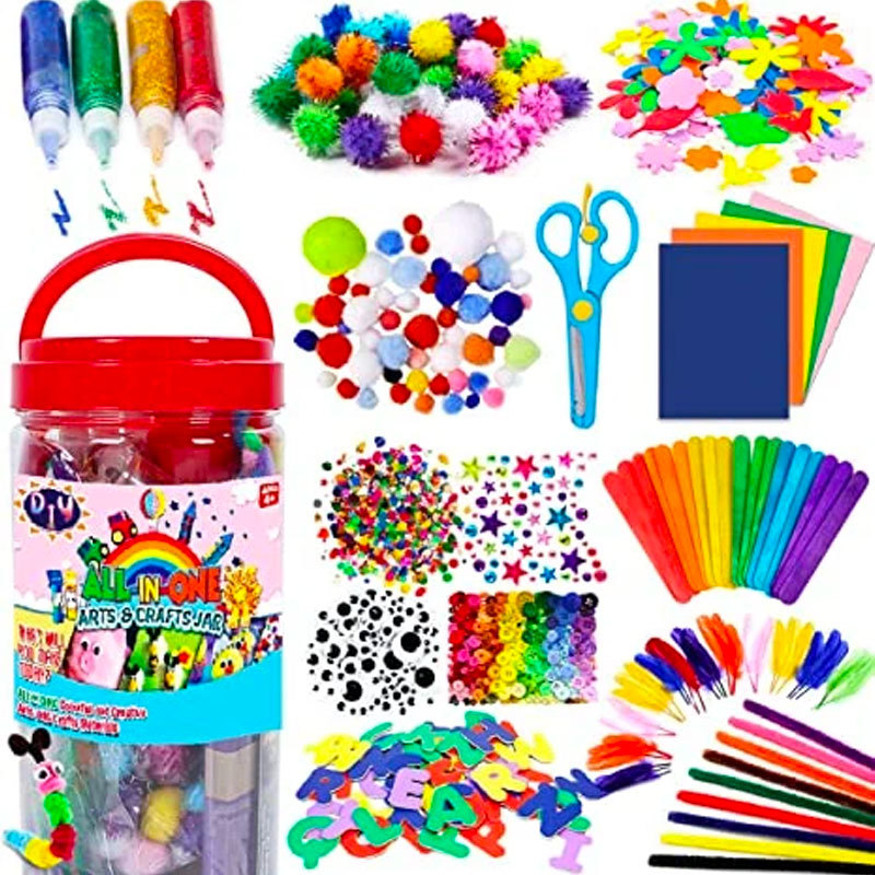 Arts and Crafts Kits for Kids | All in One Handicraft DIY Art Supply Kit | Crafting Art Supplies for Toddlers Kids Birthday Gifts, Homeschool Supplies Crafts Set