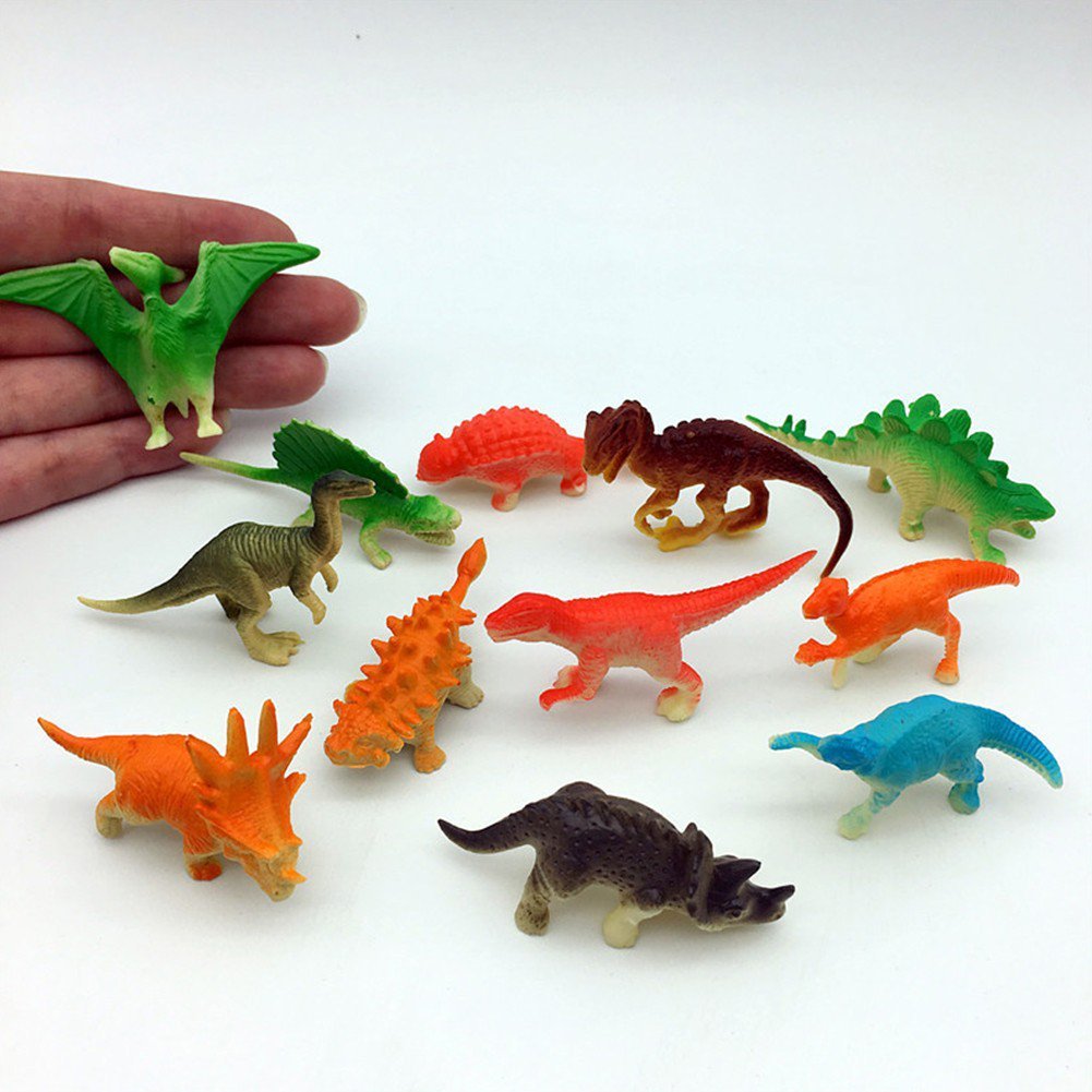 Mini Plastic Dinosaur Figure Toys Set for Kids Toddler Birthday Cake Topper, Christmas Easter Day Gifts Party Favors