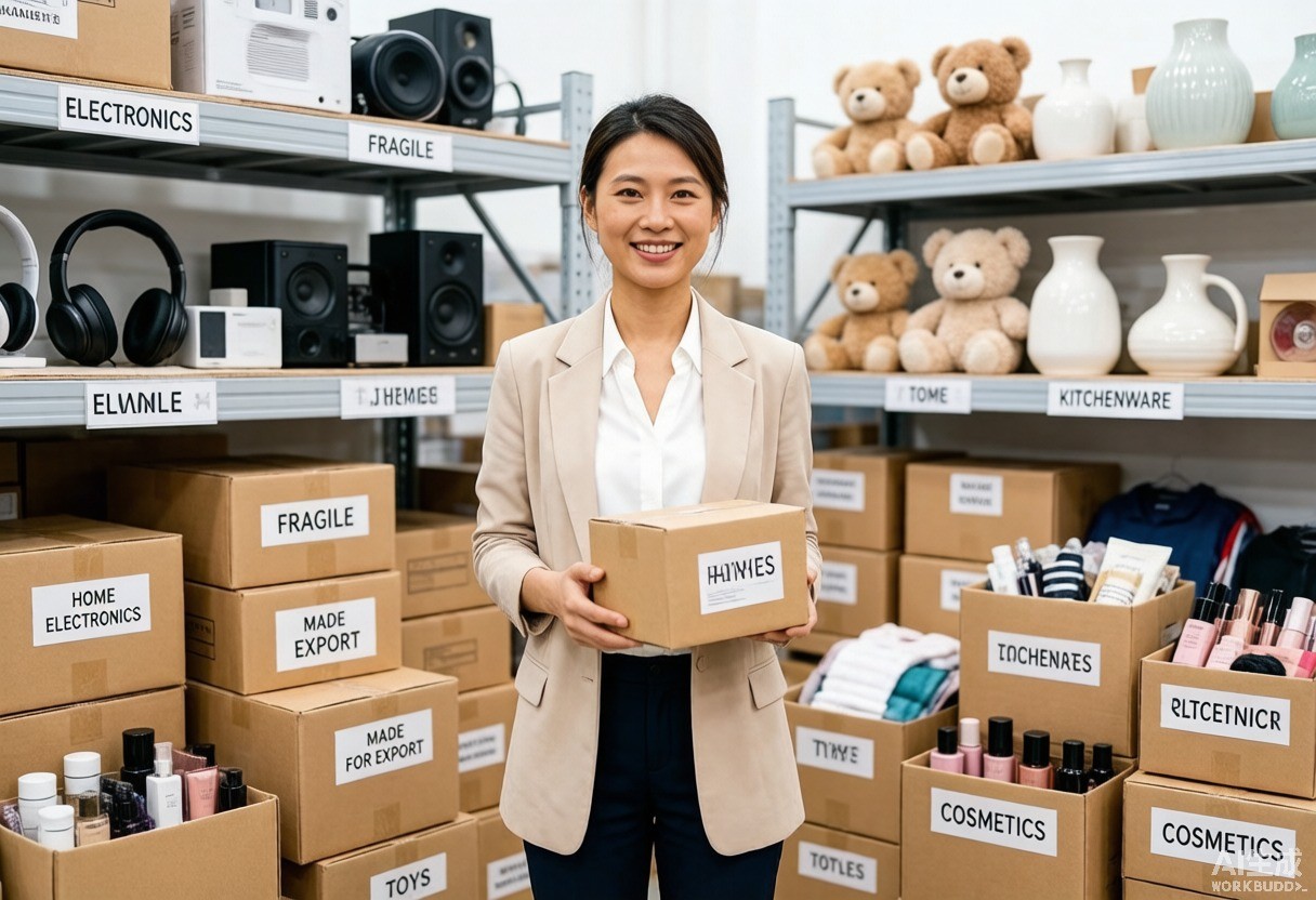 Workers consolidating cartons from several suppliers in a warehouse