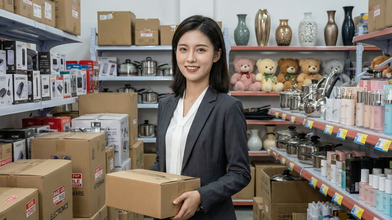 Workers consolidating cartons from several suppliers in a warehouse