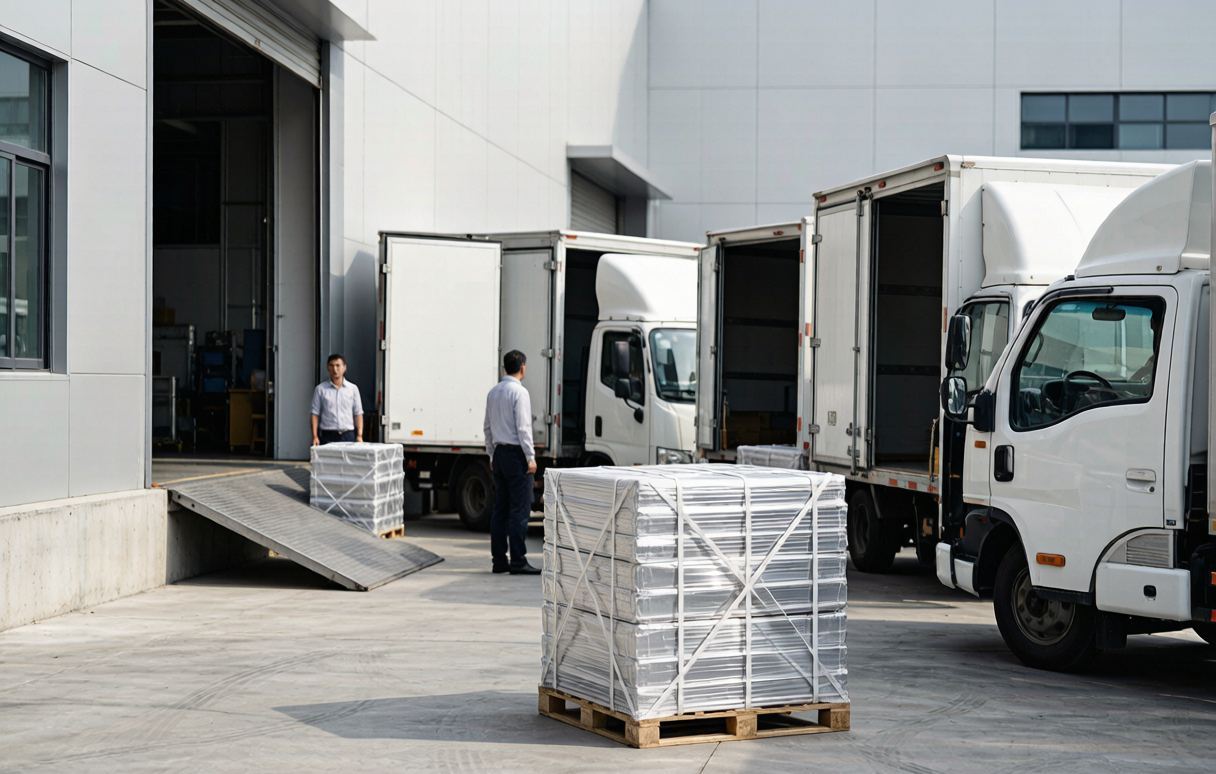 A domestic Chinese freight yard in eastern China, where 1688 orders converge before they ever become an export shipment.