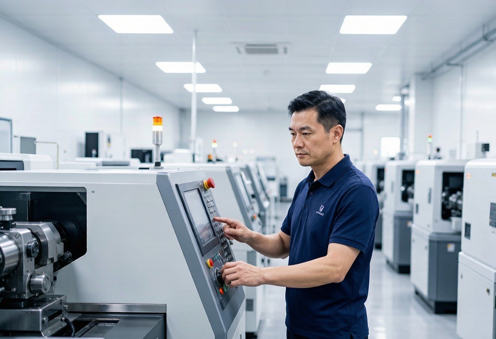A real manufacturer: the company owns the line, the machines and the technicians who run them.