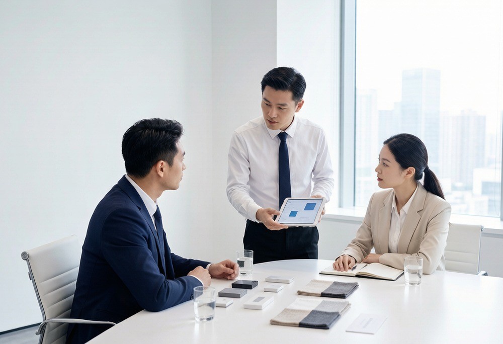 A sourcing team reconciling the business license, GSXT registry and map pin before a deposit is approved.