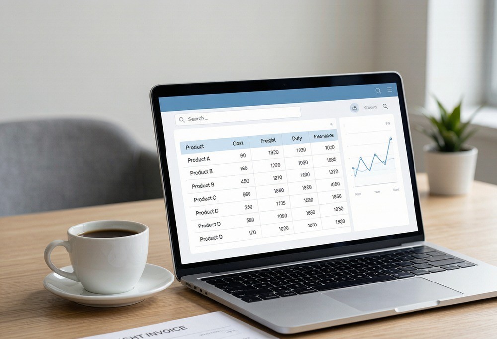 Modelling a full landed cost — product, freight, insurance and import duties — before committing to an Incoterm.