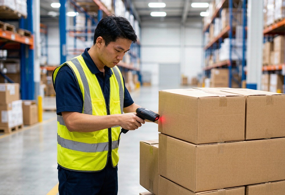 A first-time founder's 'minimum viable order' on the RND receiving floor — small batches proven before any reorder.