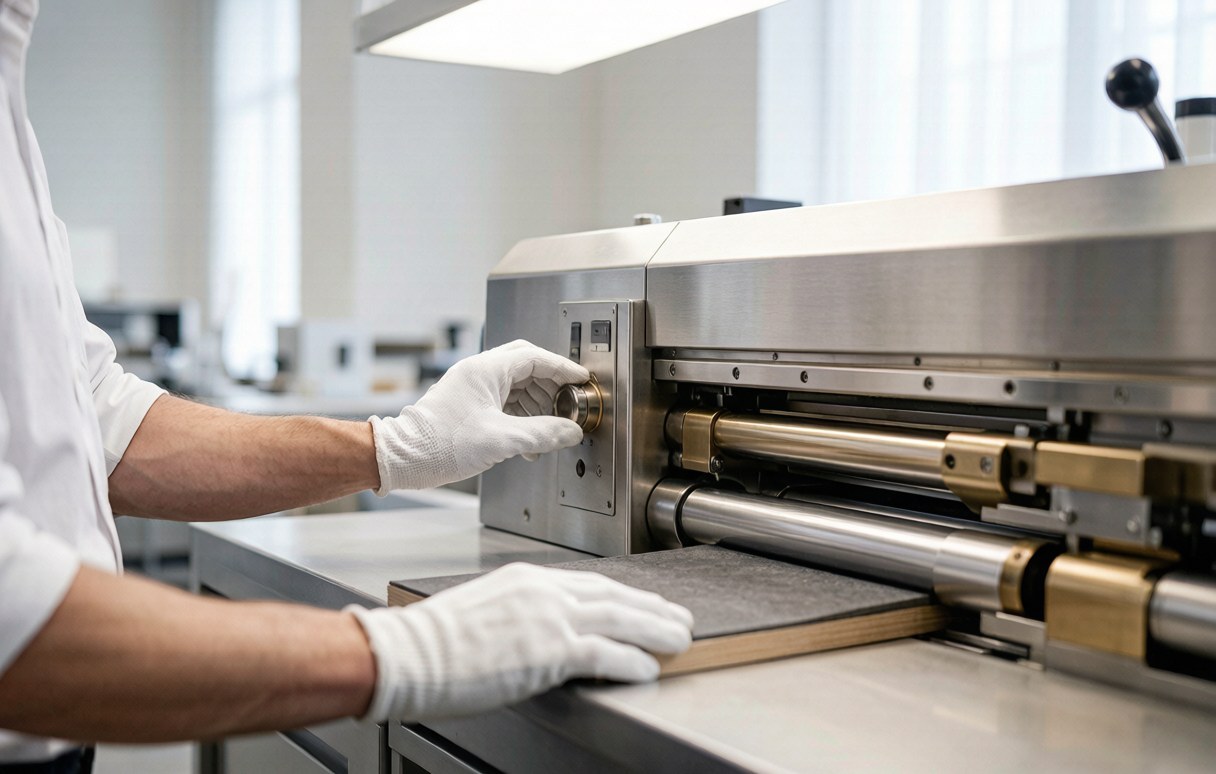 A moulding operator on a day shift, the point in a production run where drift usually starts.