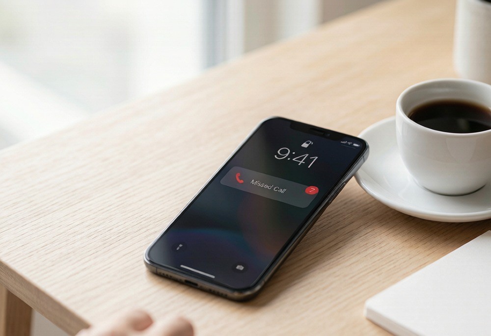 Single red voicemail icon hovering in dark teal space