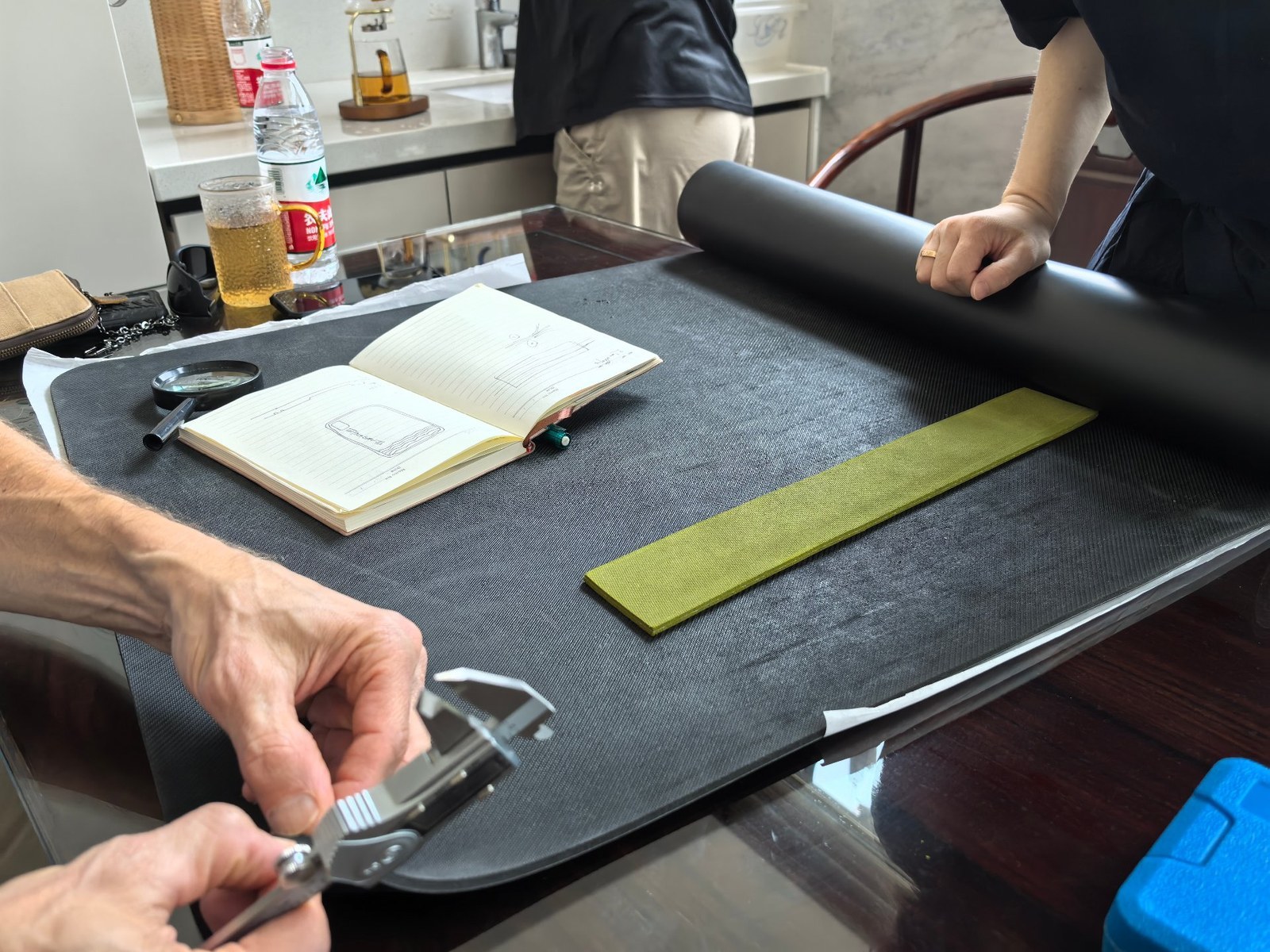 Checking samples against drawing specs with a caliper