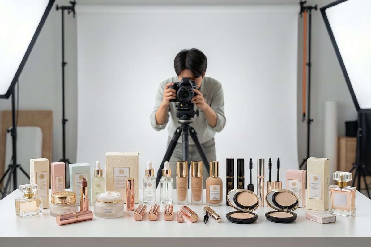 Cosmetic product photography and packaging mockups prepared for a private-label beauty brand