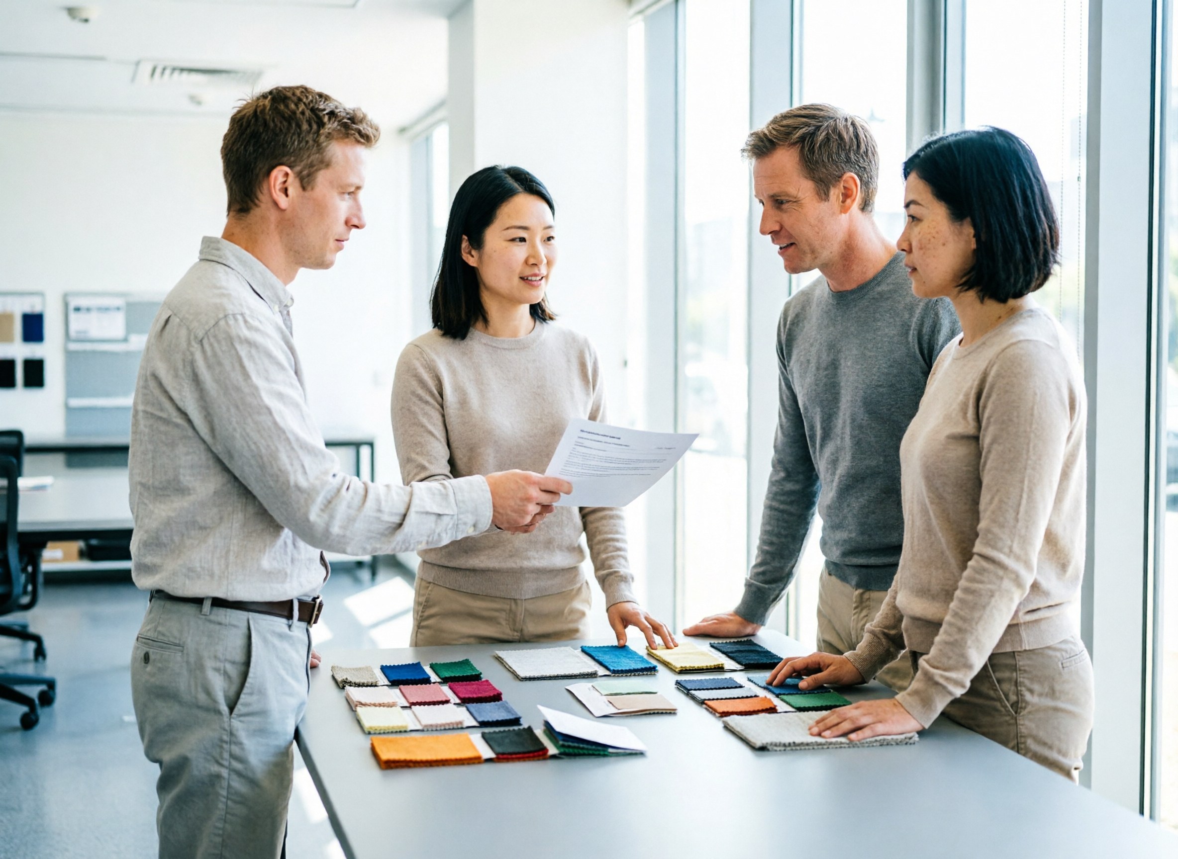 An agent relaying a spec between a trader and a real factory