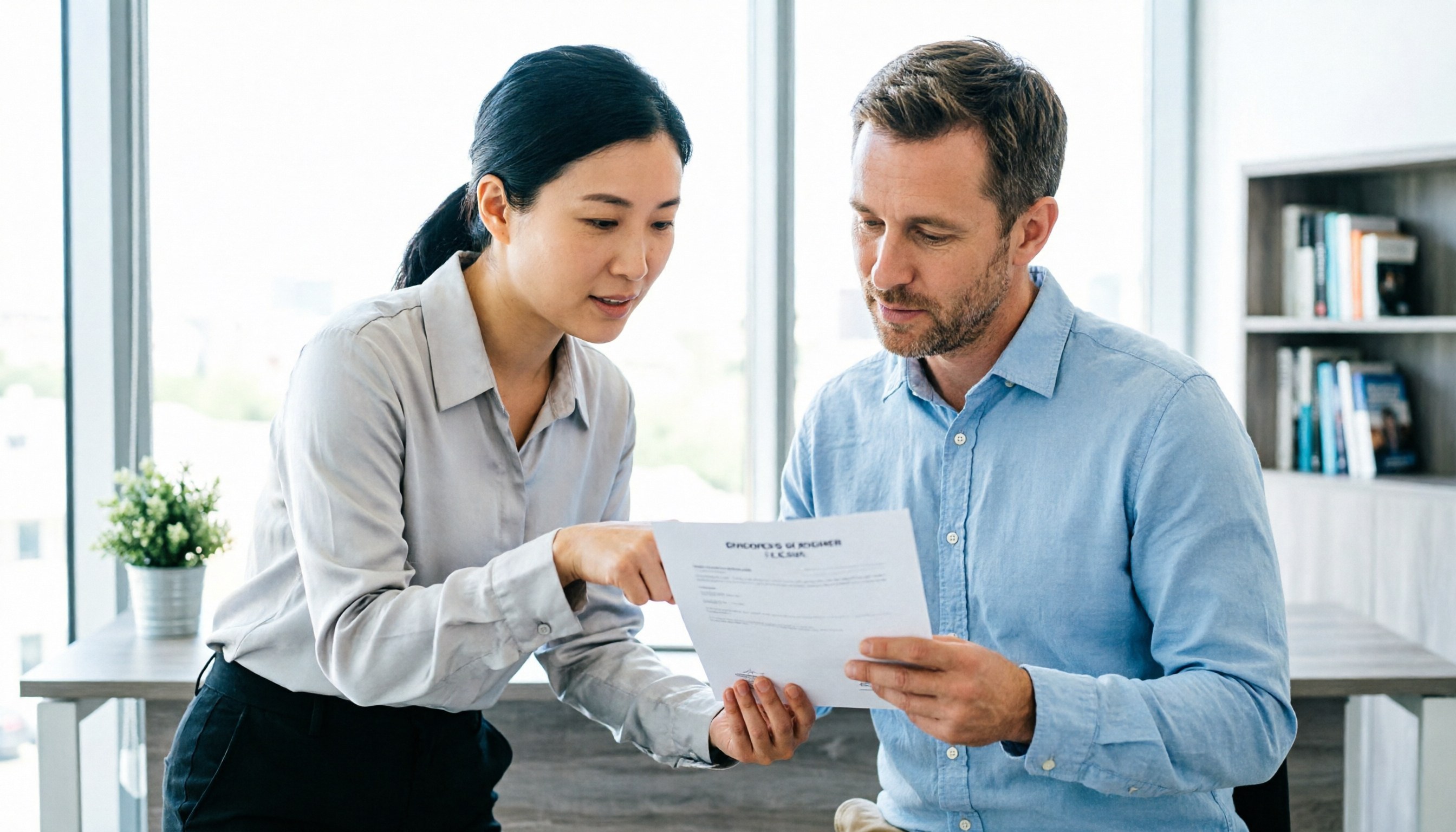 A business licence document being reviewed at a sourcing office