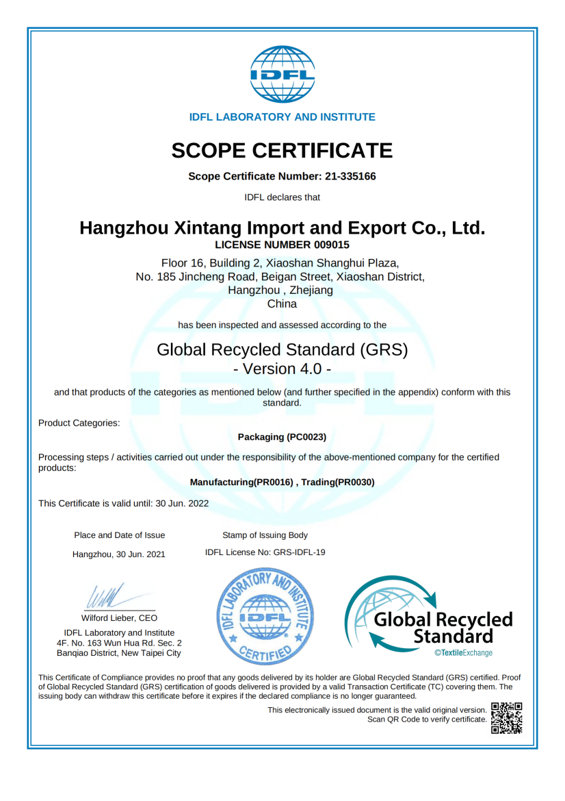 SCOPE Certificate