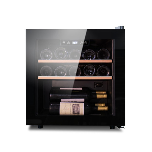 Venta al por mayor pequeña nevera de vino de encimera ZS-A40 para enfriador de vino Reino Unido con estante de madera de haya puerta de vidrio completa