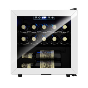 Venta al por mayor de 14 botellas de vinoteca de encimera ZS-A40 para almacenamiento de vino con estante cromado y puerta SS