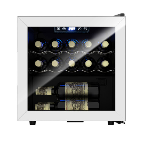 Venta al por mayor de 14 botellas de vinoteca de encimera ZS-A40 para almacenamiento de vino con estante cromado y puerta SS