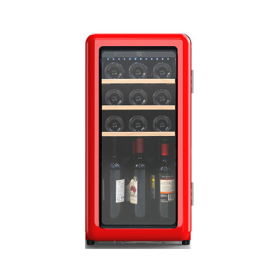 Atacado Free Standing Red Retro Red Wine Cooler ZS-A48 para armazenamento de vinho com prateleira de madeira de faia