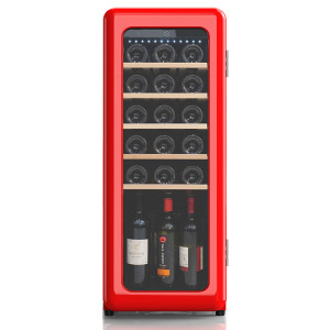 Atacado Free Standing Red Retro Compressor Wine Cooler ZS-A58 para Armazenamento de Vinho com Prateleira de Madeira de Faia