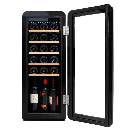 JOSOO Customize Black Retro Wine Cooler ZS-A58 Compressor For Wine Storage Cabinet with Beech Wooden Shelf
