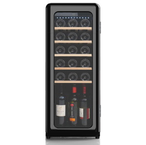 Großhandel freistehender schwarzer Retro-Kompressor-Weinkühler ZS-A58 für die Weinlagerung mit Buchenholzregal