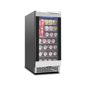Refrigerador de bebidas e vinho premium embutido de 15 polegadas ZS-A88Y para bebidas de armazenamento silencioso de sala de estar com prateleira cromada