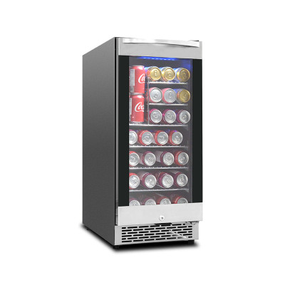 Premium Built In 15 Inch Wine and Beverage Refrigerator Cooler ZS-A88Y for Livingroom Quiet Storage Drink with Chrome Shelf