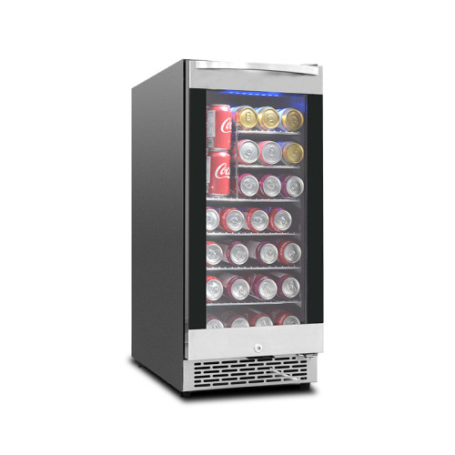Refrigerador de bebidas e vinho premium embutido de 15 polegadas ZS-A88Y para bebidas de armazenamento silencioso de sala de estar com prateleira cromada
