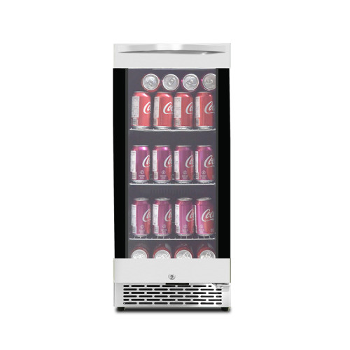 Premium Built In 15 Inch Wine and Beverage Refrigerator Cooler ZS-A88Y for Livingroom Quiet Storage Drink with Chrome Shelf