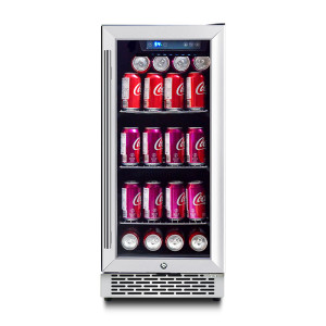 Refrigerador de bebidas inteligente marca OEM ZS-A88Y para refrigerador de bebidas de armazenamento externo com prateleira cromada e porta de aço inoxidável