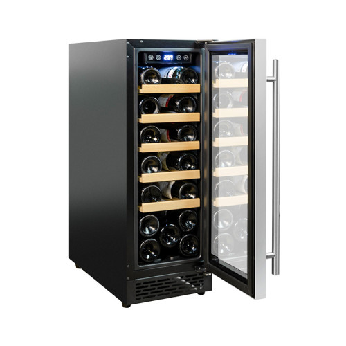 Venta al por mayor de enfriadores de vino integrados mejor valorados ZS-A60 para almacenamiento de vino con estante de madera de haya SS puerta