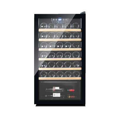 Wholesale 33 Bottles Free Standing Wine Cellars In The Corner ZS-A86 for Wine Storage with Beech Wooden Shelf and Full Glass Door