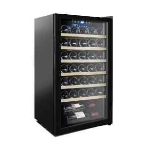 Wholesale 33 Bottles Free Standing Wine Cellars In The Corner ZS-A86 for Wine Storage with Beech Wooden Shelf and Full Glass Door