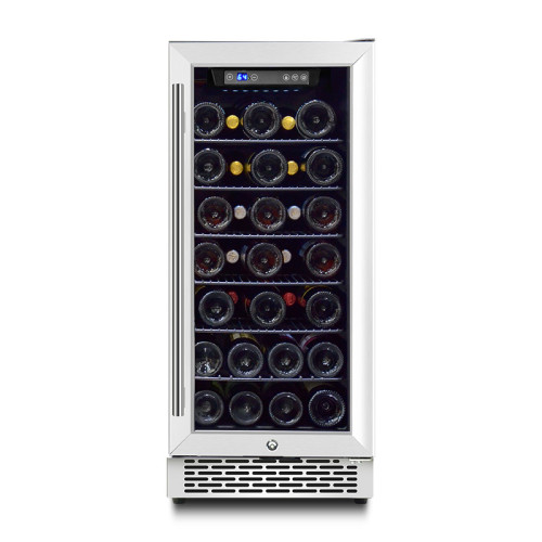 Wholesale 33 Bottles 15 Inch Under Counter thin wine Fridges ZS-A88 for Wine Storage with Chrome 6 Racks and SS Door