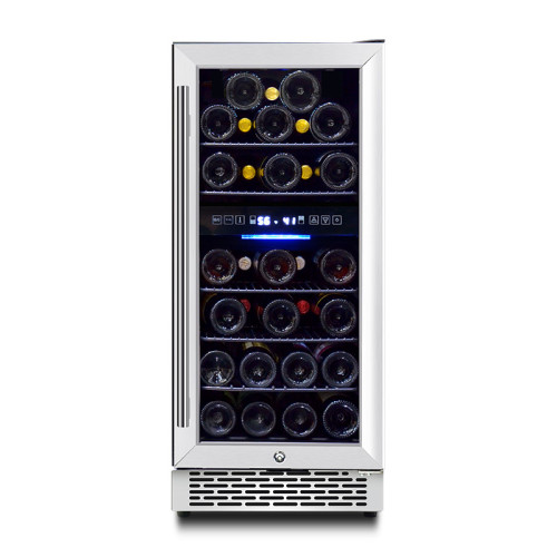 Wholesale Nice 31 Bottles Dual Zone Wine Fridges Cooler ZS-B88 15 inch for Beer and Wine with Chrome Rack and SS Door