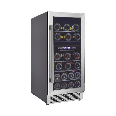 Wholesale Nice 31 Bottles Dual Zone Wine Fridges Cooler ZS-B88 15 inch for Beer and Wine with Chrome Rack and SS Door