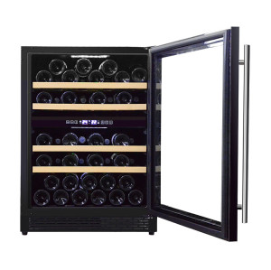 Wholesale Built-In Dual Zone Small Wine Storage ZS-B145 for Win Cooler with Beech Wooden Rack and Full Glass Door