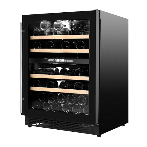 Wholesale Built-In Dual Zone Small Wine Storage ZS-B145 for Win Cooler with Beech Wooden Rack and Full Glass Door